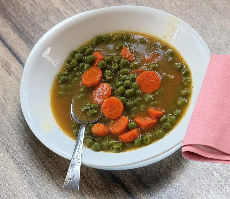 Hungarian pie soup on the wooden table